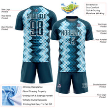 Laden Sie das Bild in den Galerie-Viewer, Custom US Navy Blue White Geometric Shapes Sublimation Soccer Uniform Jersey
