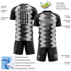 Custom Black White Geometric Shapes Sublimation Soccer Uniform Jersey