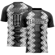 Load image into Gallery viewer, Custom Black White Geometric Shapes Sublimation Soccer Uniform Jersey
