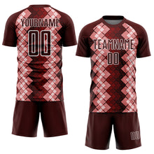 Load image into Gallery viewer, Custom Burgundy White Geometric Shapes Sublimation Soccer Uniform Jersey
