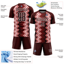 Load image into Gallery viewer, Custom Burgundy White Geometric Shapes Sublimation Soccer Uniform Jersey
