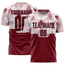 Laden Sie das Bild in den Galerie-Viewer, Custom Crimson Black Geometric Shapes Sublimation Soccer Uniform Jersey
