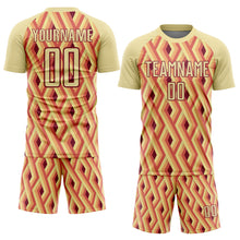 Load image into Gallery viewer, Custom Sand Crimson Geometric Shapes Sublimation Soccer Uniform Jersey
