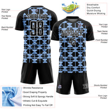 Load image into Gallery viewer, Custom Black Light Blue-White Geometric Shapes Sublimation Soccer Uniform Jersey
