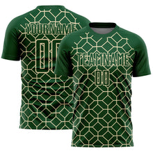 Laden Sie das Bild in den Galerie-Viewer, Custom Green City Cream Geometric Shapes Sublimation Soccer Uniform Jersey
