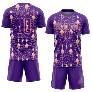 Custom Purple Light Pink Geometric Shapes Sublimation Soccer Uniform Jersey