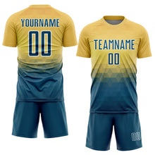 Charger l&#39;image dans la galerie, Custom Yellow US Navy Blue-White Geometric Triangle Sublimation Soccer Uniform Jersey
