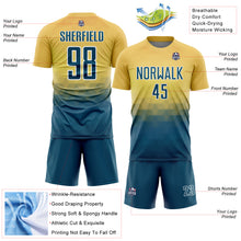 Charger l&#39;image dans la galerie, Custom Yellow US Navy Blue-White Geometric Triangle Sublimation Soccer Uniform Jersey
