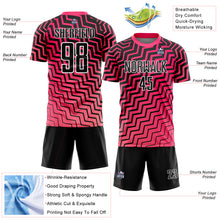 Загрузить изображение в средство просмотра галереи, Custom Pink Black-White Geometric Lines Sublimation Soccer Uniform Jersey
