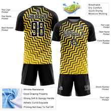 Charger l&#39;image dans la galerie, Custom Yellow Black-White Geometric Lines Sublimation Soccer Uniform Jersey
