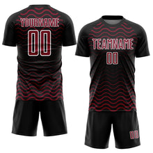 Загрузить изображение в средство просмотра галереи, Custom Black Crimson-White Geometric Lines Sublimation Soccer Uniform Jersey
