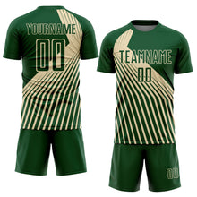 Загрузить изображение в средство просмотра галереи, Custom Green Cream Lines Sublimation Soccer Uniform Jersey
