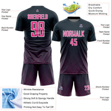 Charger l&#39;image dans la galerie, Custom Navy Pink-White Lines Sublimation Soccer Uniform Jersey
