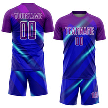 Charger l&#39;image dans la galerie, Custom Royal Purple-White Lines Sublimation Soccer Uniform Jersey
