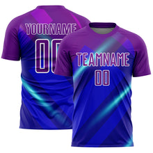 Charger l&#39;image dans la galerie, Custom Royal Purple-White Lines Sublimation Soccer Uniform Jersey
