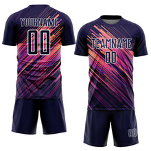 Загрузить изображение в средство просмотра галереи, Custom Navy White Lines Sublimation Soccer Uniform Jersey
