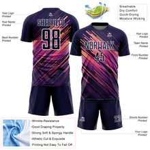 Загрузить изображение в средство просмотра галереи, Custom Navy White Lines Sublimation Soccer Uniform Jersey
