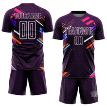 Загрузить изображение в средство просмотра галереи, Custom Purple White Lines Sublimation Soccer Uniform Jersey
