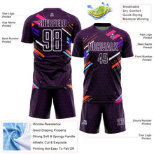 Laden Sie das Bild in den Galerie-Viewer, Custom Purple White Lines Sublimation Soccer Uniform Jersey
