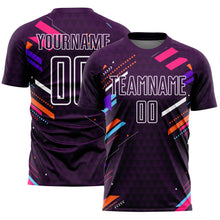 Загрузить изображение в средство просмотра галереи, Custom Purple White Lines Sublimation Soccer Uniform Jersey
