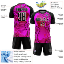 Load image into Gallery viewer, Custom Hot Pink Black-White Waves Sublimation Soccer Uniform Jersey
