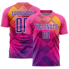 Load image into Gallery viewer, Custom Pink Purple-White Geometric Shapes Sublimation Soccer Uniform Jersey
