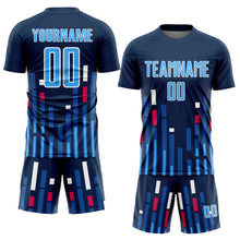 Charger l&#39;image dans la galerie, Custom US Navy Blue Sky Blue-White Lines Sublimation Soccer Uniform Jersey
