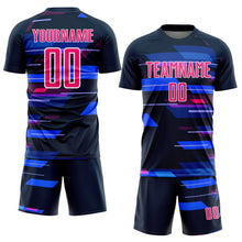 Загрузить изображение в средство просмотра галереи, Custom Navy Pink-White Geometric Shapes Sublimation Soccer Uniform Jersey
