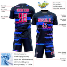 Загрузить изображение в средство просмотра галереи, Custom Navy Pink-White Geometric Shapes Sublimation Soccer Uniform Jersey
