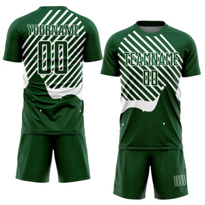 Custom Green White Lines Sublimation Soccer Uniform Jersey