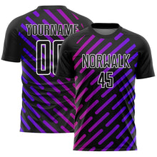 Laden Sie das Bild in den Galerie-Viewer, Custom Black Purple-Pink Lines Sublimation Soccer Uniform Jersey
