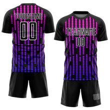 Laden Sie das Bild in den Galerie-Viewer, Custom Black Purple-Pink Lines Sublimation Soccer Uniform Jersey
