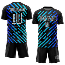 Laden Sie das Bild in den Galerie-Viewer, Custom Black Sky Blue-Royal Lines Sublimation Soccer Uniform Jersey
