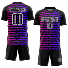 Laden Sie das Bild in den Galerie-Viewer, Custom Black Purple-Pink Lines Sublimation Soccer Uniform Jersey
