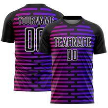 Laden Sie das Bild in den Galerie-Viewer, Custom Black Purple-Pink Lines Sublimation Soccer Uniform Jersey
