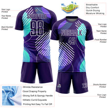 Charger l&#39;image dans la galerie, Custom Dark Purple White Geometric Shapes Sublimation Soccer Uniform Jersey
