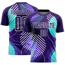 Charger l&#39;image dans la galerie, Custom Dark Purple White Geometric Shapes Sublimation Soccer Uniform Jersey
