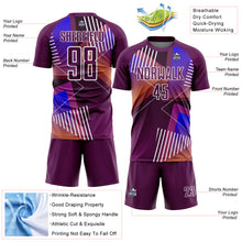 Laden Sie das Bild in den Galerie-Viewer, Custom Purple White Geometric Shapes Sublimation Soccer Uniform Jersey
