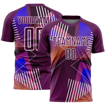 Custom Purple White Geometric Shapes Sublimation Soccer Uniform Jersey