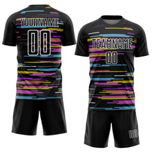 Load image into Gallery viewer, Custom Black White Lines Sublimation Soccer Uniform Jersey
