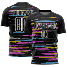 Load image into Gallery viewer, Custom Black White Lines Sublimation Soccer Uniform Jersey
