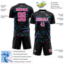 Load image into Gallery viewer, Custom Black Pink-White Lines Sublimation Soccer Uniform Jersey
