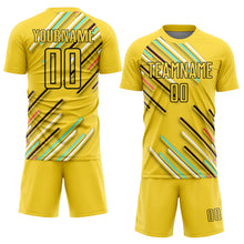 Charger l&#39;image dans la galerie, Custom Yellow Black Lines Sublimation Soccer Uniform Jersey
