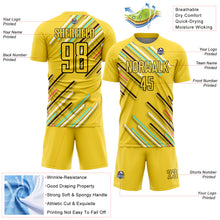 Charger l&#39;image dans la galerie, Custom Yellow Black Lines Sublimation Soccer Uniform Jersey
