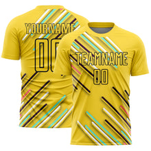 Charger l&#39;image dans la galerie, Custom Yellow Black Lines Sublimation Soccer Uniform Jersey
