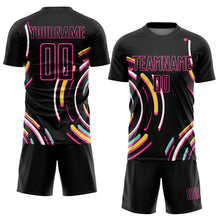 Load image into Gallery viewer, Custom Black Pink Lines Sublimation Soccer Uniform Jersey
