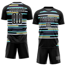 Load image into Gallery viewer, Custom Black White Lines Sublimation Soccer Uniform Jersey
