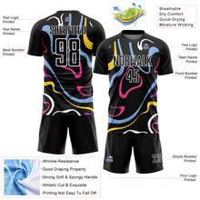 Laden Sie das Bild in den Galerie-Viewer, Custom Black White Fluid Shapes Sublimation Soccer Uniform Jersey
