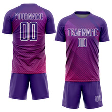 Загрузить изображение в средство просмотра галереи, Custom Purple White Lines Sublimation Soccer Uniform Jersey
