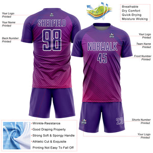 Custom Purple White Lines Sublimation Soccer Uniform Jersey